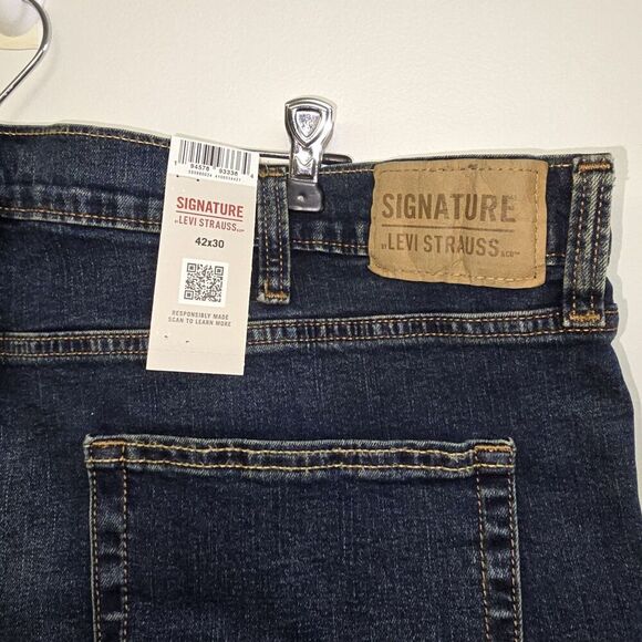 42x30 Dark Wash Signature by Levi Strauss & Co Men's Jeans (C46) - Picture 4 of 6